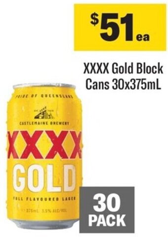 Coles XXXX Gold Block Cans 30x375ml offer