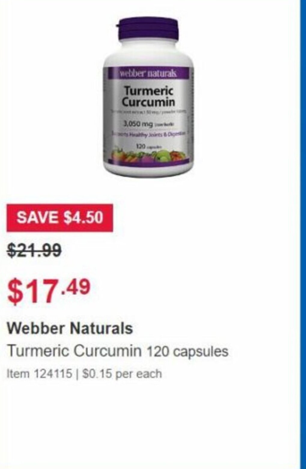ber Naturals Turmeric Curcumin 120 Capsules offer at Costco