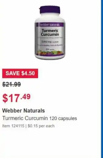 Costco Webber Naturals Turmeric Curcumin 120 Capsules offer