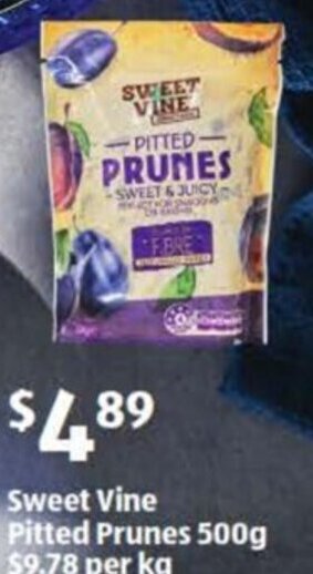 ALDI Sweet Vine pitted Prunes 500g offer