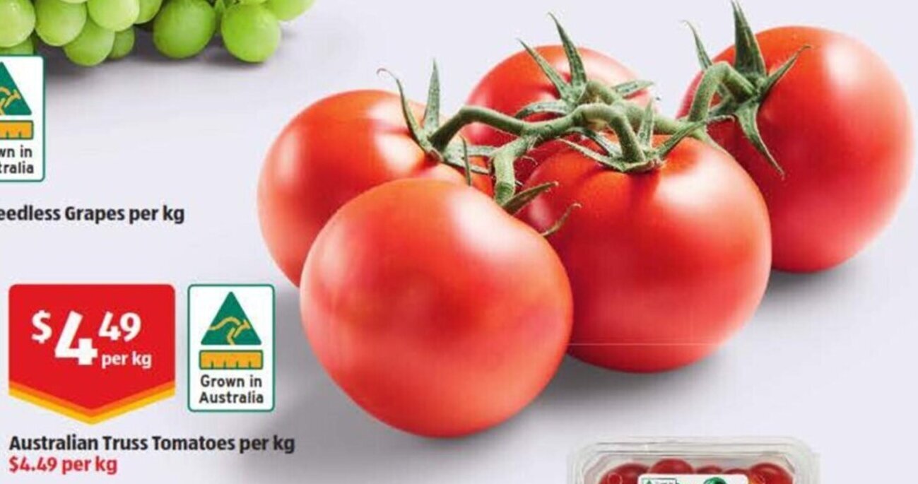 Australian Truss Tomatoes per kg offer at ALDI