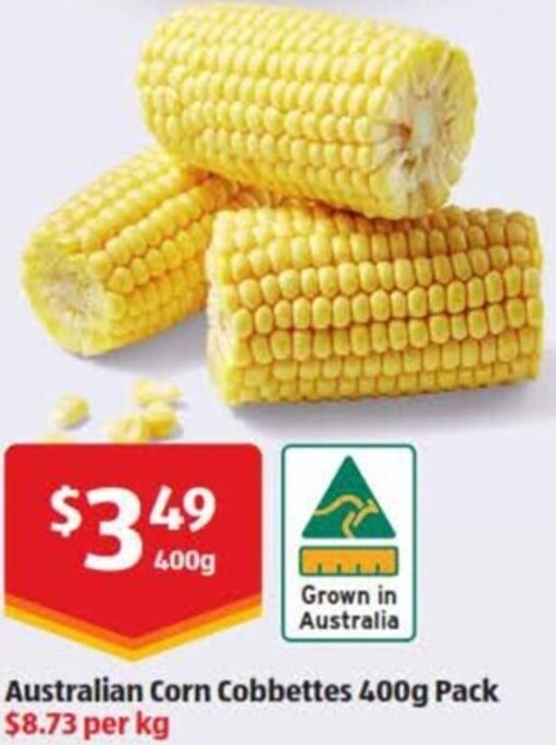 Australian Corn Cobbettes 400g Pack offer at ALDI