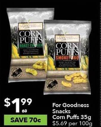 Ritchies For goodness snacks corn puffs offer