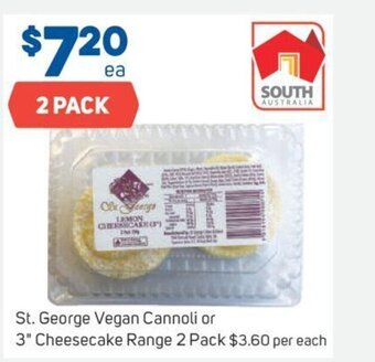 Foodland St. George Vegan Cannoli or 3" Cheesecake Range 2 Pack offer