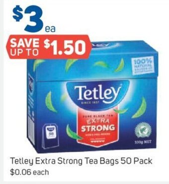 Foodland Tetley Extra Strong Tea Bags 50 Pack offer
