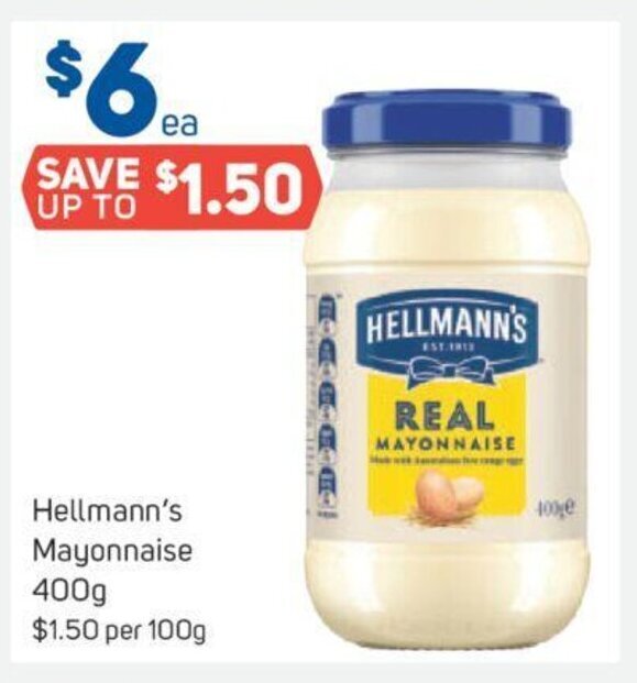 Hellmann's Mayonnaise 400g offer at Foodland