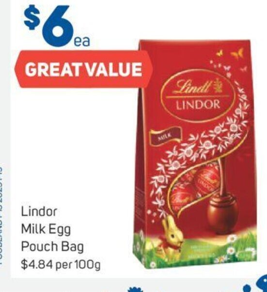 Lindor Milk Egg Pouch Bag offer at Foodland