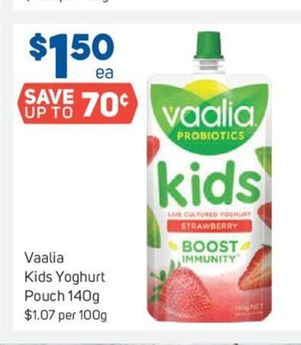 Foodland Vaalia Kids Yoghurt Pouch 140g offer