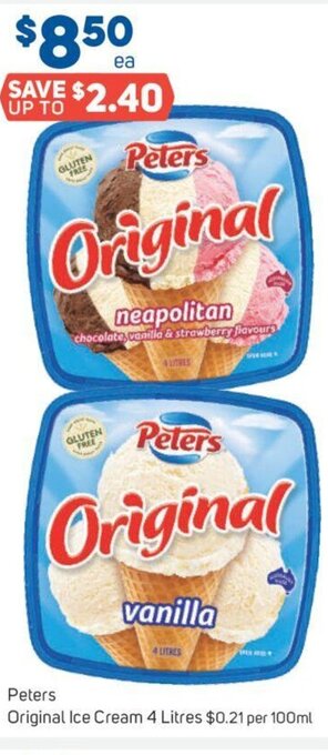 Foodland Peters Original Ice Cream 4 Litres offer