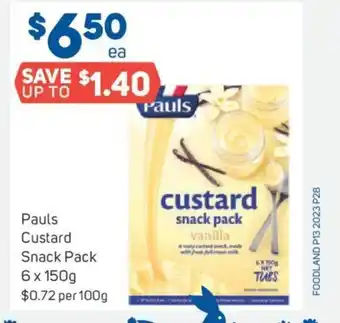 Foodland Pauls Custard Snack Pack 6x 150g offer
