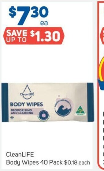 Foodland CleanLIFE Body Wipes 40 Pack offer