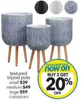Cheap as Chips Textured tripod pots offer