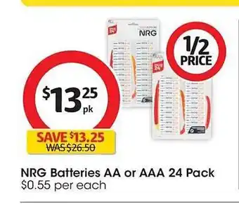 Coles Nrg batteries aa or aaa offer