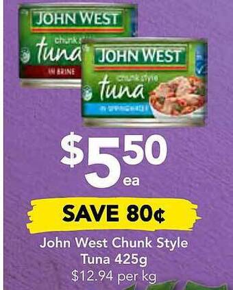 Drakes John west chunk style tuna 425g offer