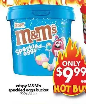 Crispy m&m's speckled eggs bucket