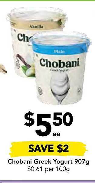 Drakes Chobani greek yogurt 907g offer