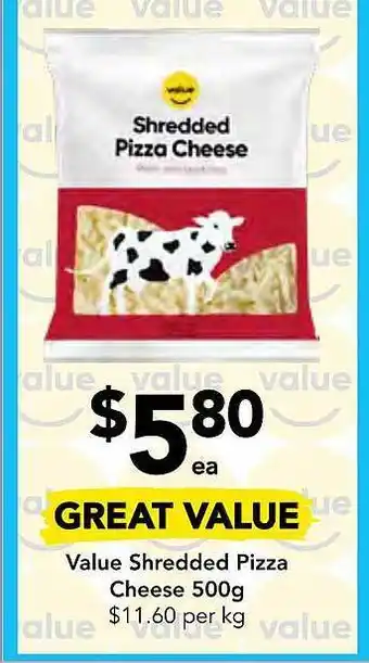 Drakes Value shredded pizza cheese 500g offer