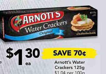 Drakes Arnott's water crackers 125g offer