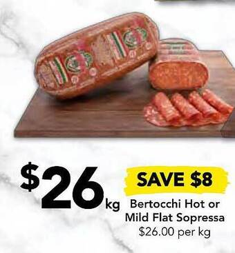 Drakes Bertocchi hot or mild flat sopressa offer