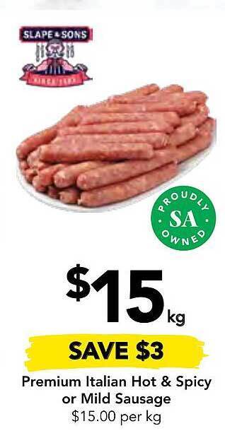 Drakes Premium italian hot & spicy or mild sausage offer