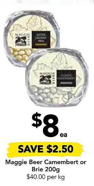 Drakes Maggie beer camembert or brie 200g offer