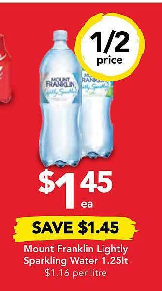 Drakes Mount franklin lightly sparkling water 1.25lt offer