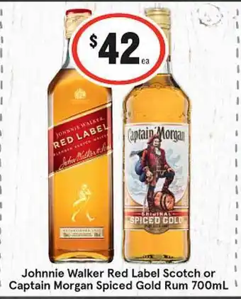 IGA Johnnie walker red label scotch or captain morgan spiced gold rum offer