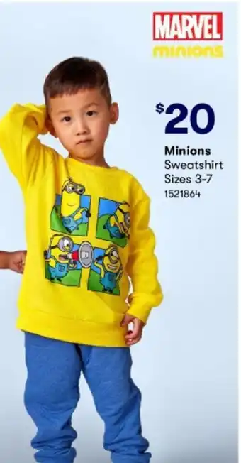 BIG W Minions Sweatshirt Sizes 3-7 offer