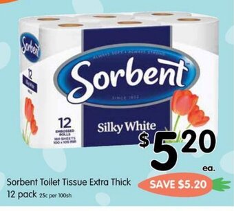 Spar Sorbent Toilet Tissue Extra Thick 12 Pack offer