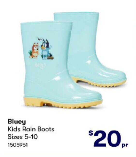 Bluey Kids Rain Boots Sizes 510 offer at BIG W