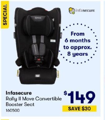 BIG W Infasecure Rally II Move Convertible Booster Seat offer