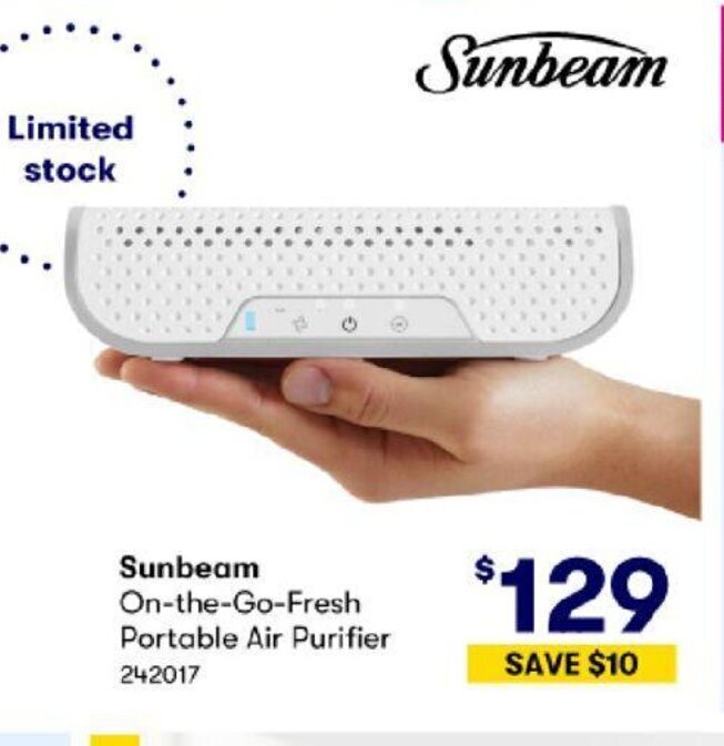 Sunbeam OnTheGo Fresh Portable Air Purifier offer at BIG W