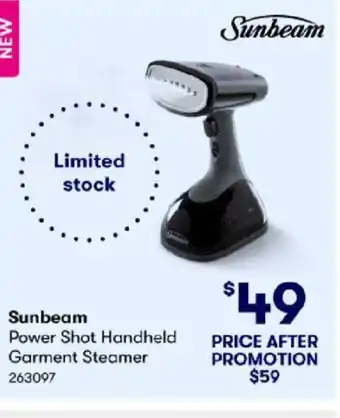 BIG W Sunbeam Power Shot Handheld Garmet Steamer offer