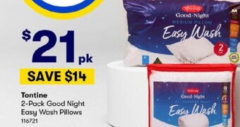 BIG W Tontine 2-pack Good Night Easy Wash Pillows offer