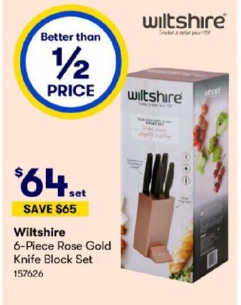 BIG W Wiltshire 6-Piece Rose Gold Knife Block Set offer