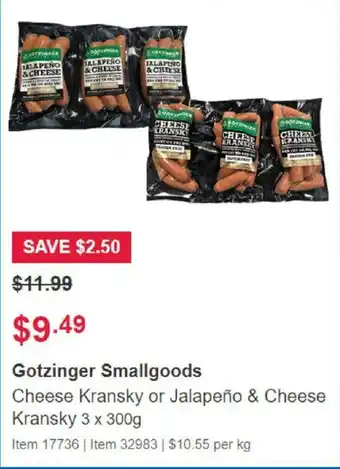 Costco Gotzinger Smallgoods offer