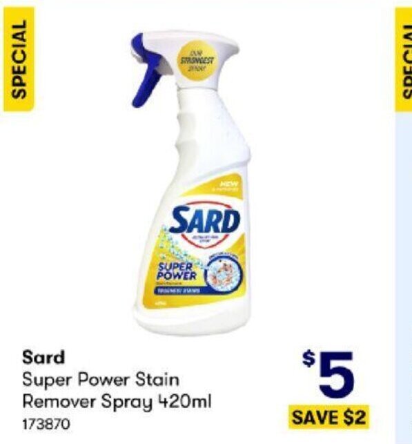 Sard Super Power Stain Remover Spray 420 ml offer at BIG W