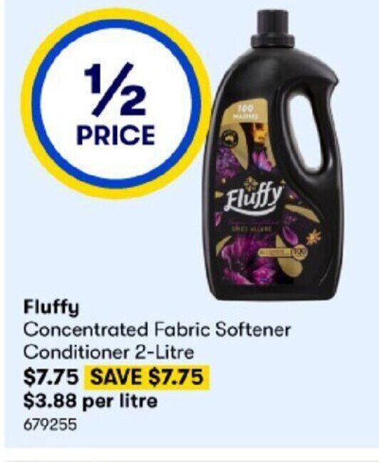 Fluffy Concentrated Fabric Softener Conditioner 2Litre offer at BIG W