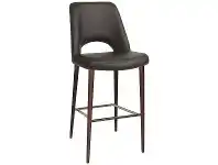 LivingStyles Albury Commercial Grade Vinyl Bar Stool, Metal Leg, Charcoal / Walnut offer