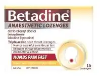 Pharmacy Direct Betadine Anaesthetic Sore Throat Lozenges Honey & Lemon 16 Lozenges offer