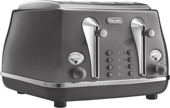 The Good Guys DeLonghi Icona Metallics 4 Slice Toaster - Grey offer