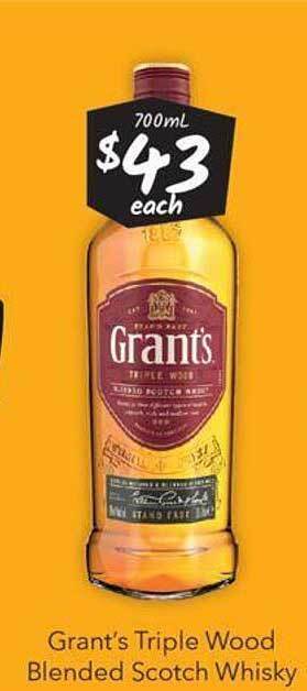 Cellarbrations Grant's triple wood blended scotch whisky offer