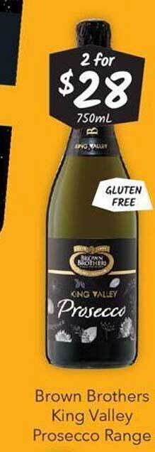 Brown brothers king valley prosecco range
