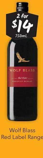 Cellarbrations Wolf blass red label range offer