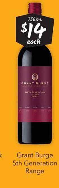 Cellarbrations Grant burge 5th generation range offer