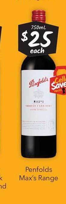 Cellarbrations Penfolds max's range offer