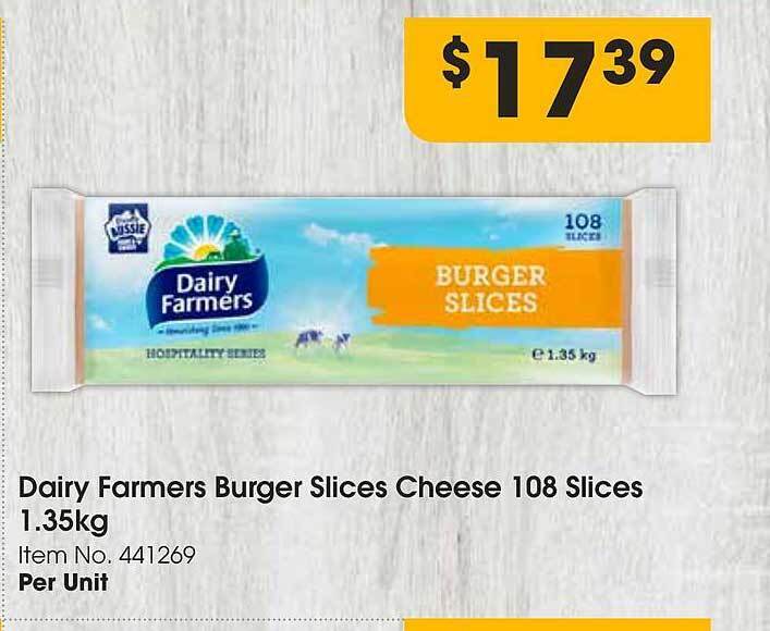 Dairy farmers burger slices cheese offer at Campbells Wholesale
