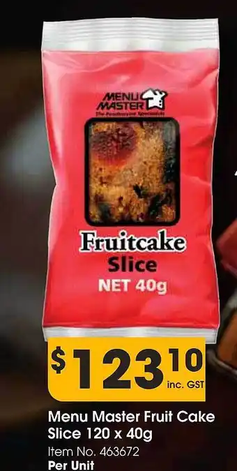 Campbells Wholesale Menu master fruit cake slice offer
