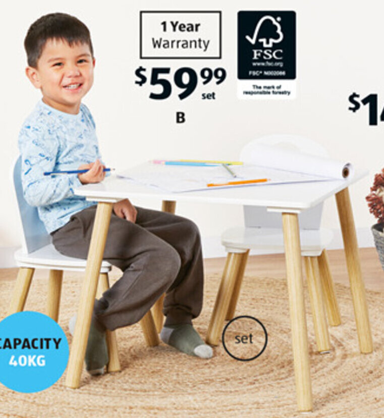 Children's Table and 2 Chair Set offer at ALDI
