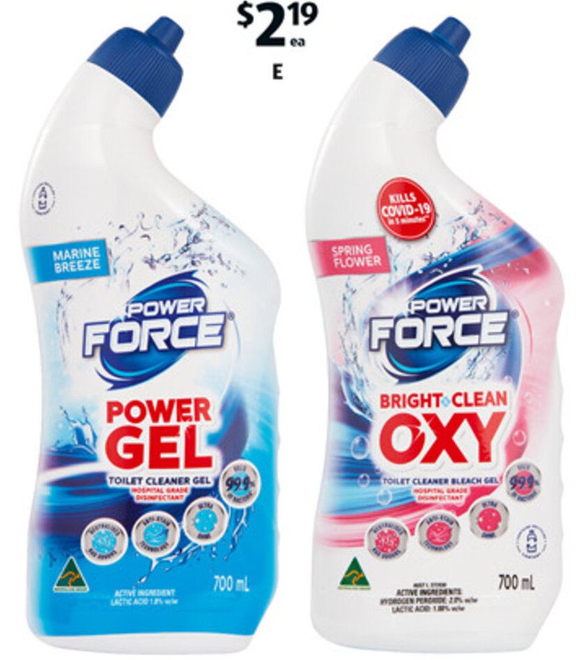 Power Force Gel Toilet Cleaner 700ml offer at ALDI